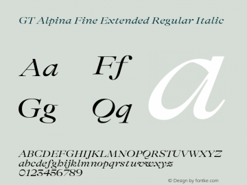 GT Alpina Fine Ext Rg It Version 2.002 Font Sample