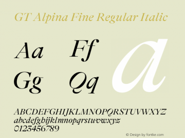 GT Alpina Fine Rg It Version 2.002 Font Sample