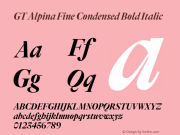 GT Alpina Fine Cn Bd It Version 2.002 Font Sample