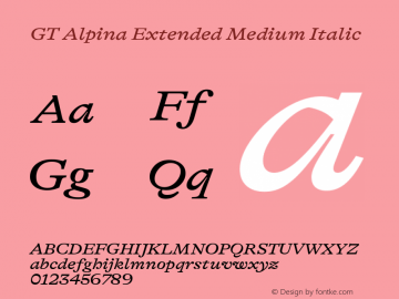 GT Alpina Ext Md It Version 2.002 Font Sample
