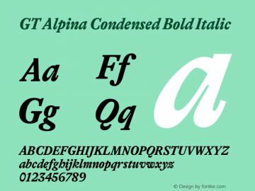 GT Alpina Cn Bd It Version 2.002 Font Sample