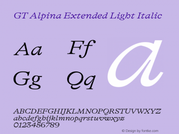 GT Alpina Ext Lt It Version 2.002 Font Sample