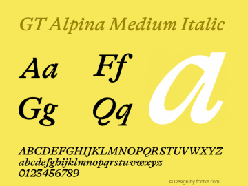 GT Alpina Md It Version 2.002 Font Sample