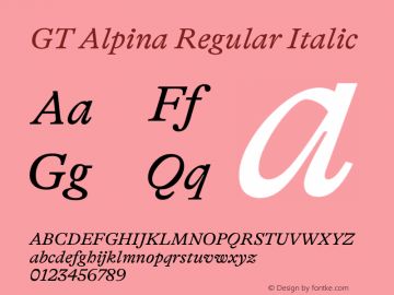 GT Alpina Rg It Version 2.002 Font Sample