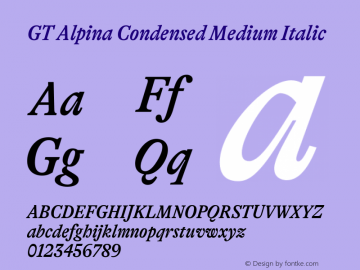 GT Alpina Cn Md It Version 2.002 Font Sample