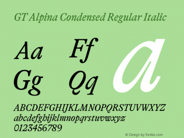 GT Alpina Cn Rg It Version 2.002 Font Sample