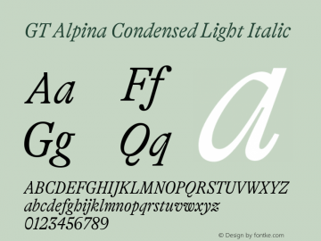 GT Alpina Cn Lt It Version 2.002 Font Sample