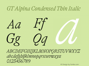 GT Alpina Cn Th It Version 2.002 Font Sample