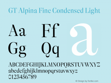 GT Alpina Fine Cn Lt Version 2.002 Font Sample