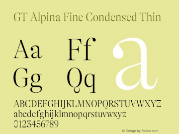 GT Alpina Fine Cn Th Version 2.002 Font Sample