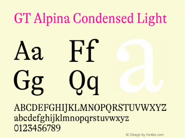 GT Alpina Cn Lt Version 2.002 Font Sample