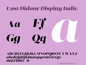 Lust Didone Display Italic Version 1.000;hotconv 1.0.109;makeotfexe 2.5.65596 Font Sample