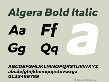 Algera Bold Italic Version 1.000 | wf-rip DC20200920图片样张