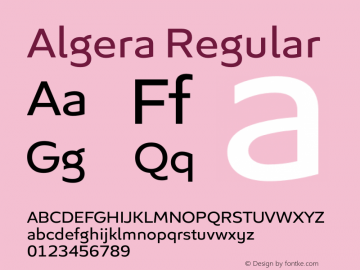 Algera Regular Version 1.000 | wf-rip DC20200920图片样张