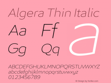 Algera Thin Italic Version 1.000 | wf-rip DC20200920图片样张