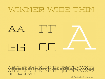 Winner Wide Thin Version 1.104 Font Sample