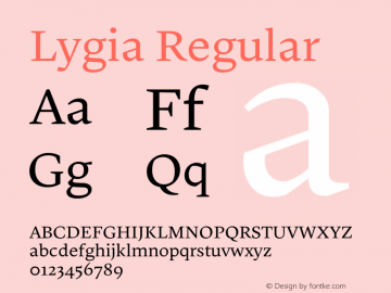 Lygia Regular Version 1.000 Font Sample