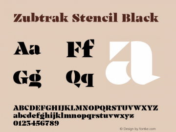 Zubtrak Stencil Black Version 1.001; ttfautohint (v1.8)图片样张