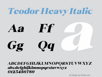 Teodor Heavy Italic Version 1.002 Font Sample