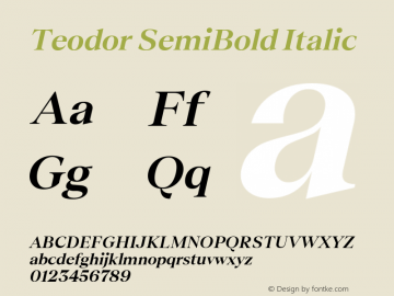 Teodor SemiBold Italic Version 1.002 Font Sample