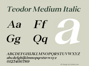 Teodor Medium Italic Version 1.002 Font Sample