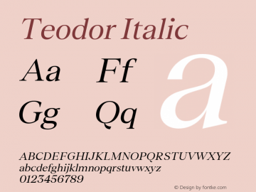 Teodor Regular Italic Version 1.002 Font Sample
