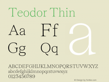 Teodor Thin Version 1.002 Font Sample