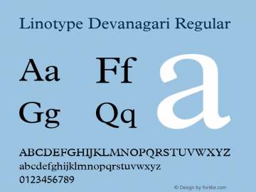 Linotype Devanagari Regular Version 1.00 Font Sample