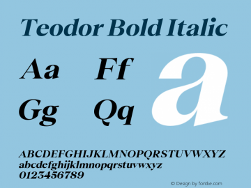 Teodor Bold Italic Version 1.002 Font Sample