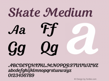 Skate-Medium Version 1.000;PS 001.000;hotconv 1.0.88;makeotf.lib2.5.64775 Font Sample
