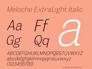 MelocheEl-Italic Version 2.000 Font Sample