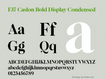 F37 Caslon Bold Display Condensed Version 1.000 Font Sample