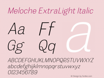 MelocheEl-Italic Version 2.000 Font Sample