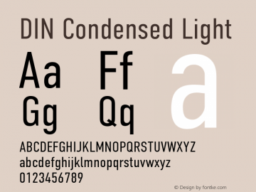 DIN Condensed Light Version 1.002W图片样张