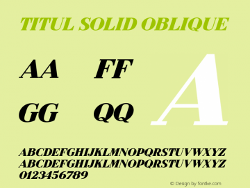 Titul Solid Oblique Version 1.000 Font Sample