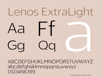 Lenos ExtraLight Version 1.000;hotconv 1.0.109;makeotfexe 2.5.65596图片样张