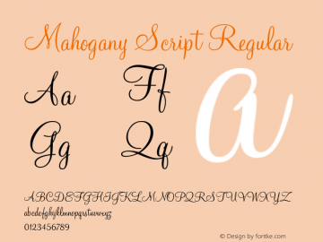 Mahogany Script Regular Macromedia Fontographer 4.1.3 02/07/2003 Font Sample