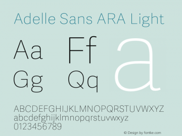 AdelleSansARA-Light Version 2.500 Font Sample