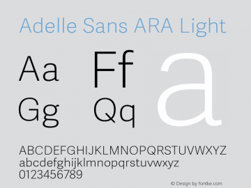 AdelleSansARA-Light Version 2.500 Font Sample