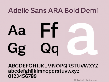 AdelleSansARA-BoldDemi Version 2.500 Font Sample