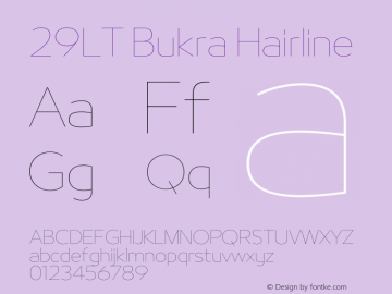 29LT Bukra Hairline Version 2.000;hotconv 1.0.109;makeotfexe 2.5.65596 Font Sample