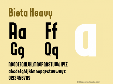 Bieta Heavy Version 1.00;July 16, 2018;FontCreator 11.5.0.2427 64-bit图片样张