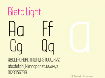 Bieta Light Version 1.00;July 16, 2018;FontCreator 11.5.0.2427 64-bit图片样张