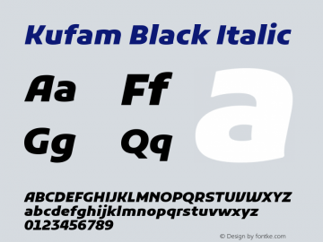 Kufam Black Italic Version 1.300; ttfautohint (v1.8.3) Font Sample