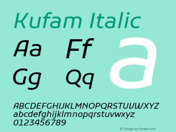 Kufam Italic Version 1.300; ttfautohint (v1.8.3)图片样张