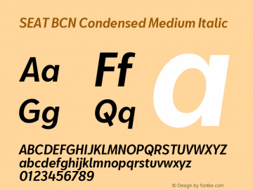 SEAT BCN Condensed Medium Italic Version 2.000 Font Sample