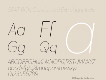 SEAT BCN Condensed ExtraLight Italic Version 2.000图片样张