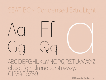 SEAT BCN Condensed ExtraLight Version 2.000 Font Sample