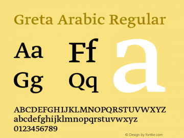Greta Arabic Version 1.000;PS (version unavailable);hotconv 1.0.70;makeotf.lib2.5.55311 DEVELOPMENT Font Sample