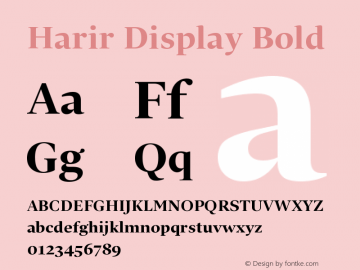 Harir Display Bold Version 1.000;PS (version unavailable);hotconv 1.0.70;makeotf.lib2.5.55311 DEVELOPMENT Font Sample